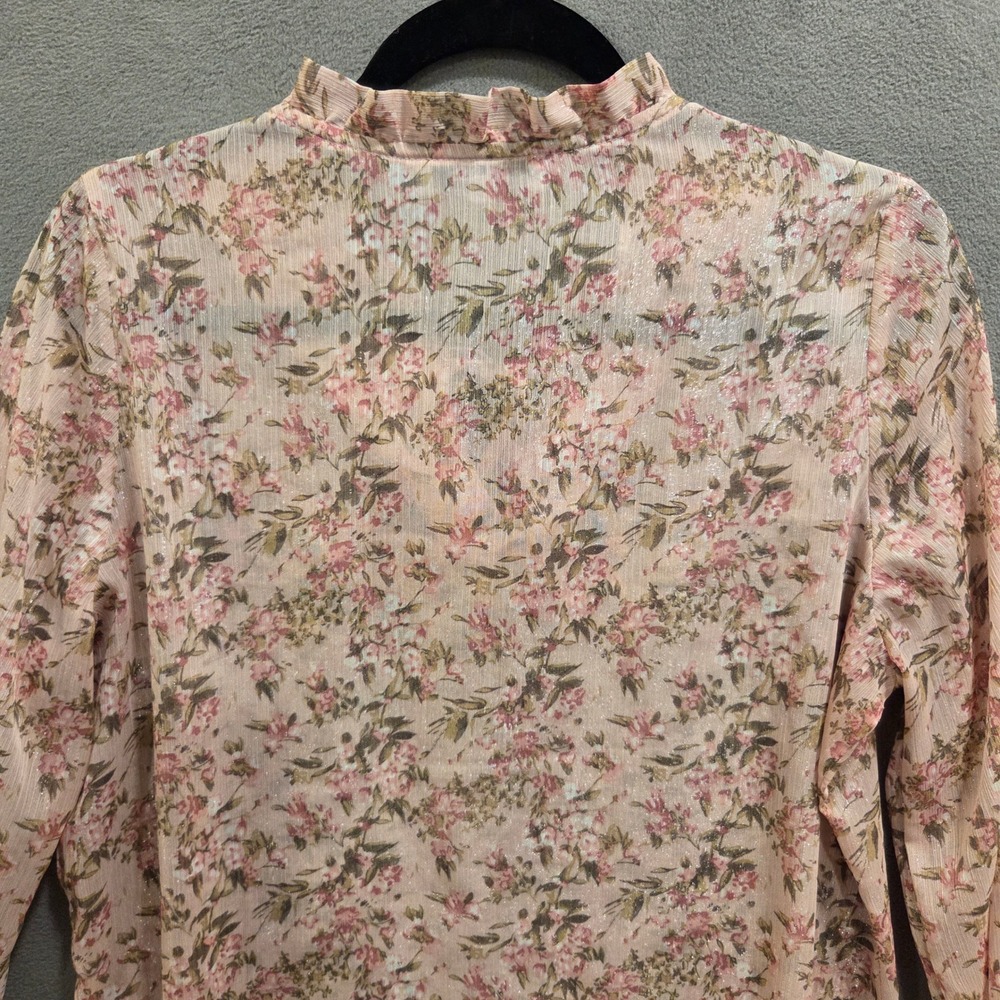 Vianni Plus Sheer Floral Blouse Womens 36 (8/10) Ruffle Coquette Cottage Boho - Picture 4 of 8